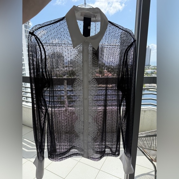 NEW Anne Fontaine LEOPOLDINE Black Sheer Lace Blouse - Size 44 (US 12) - Picture 15 of 15